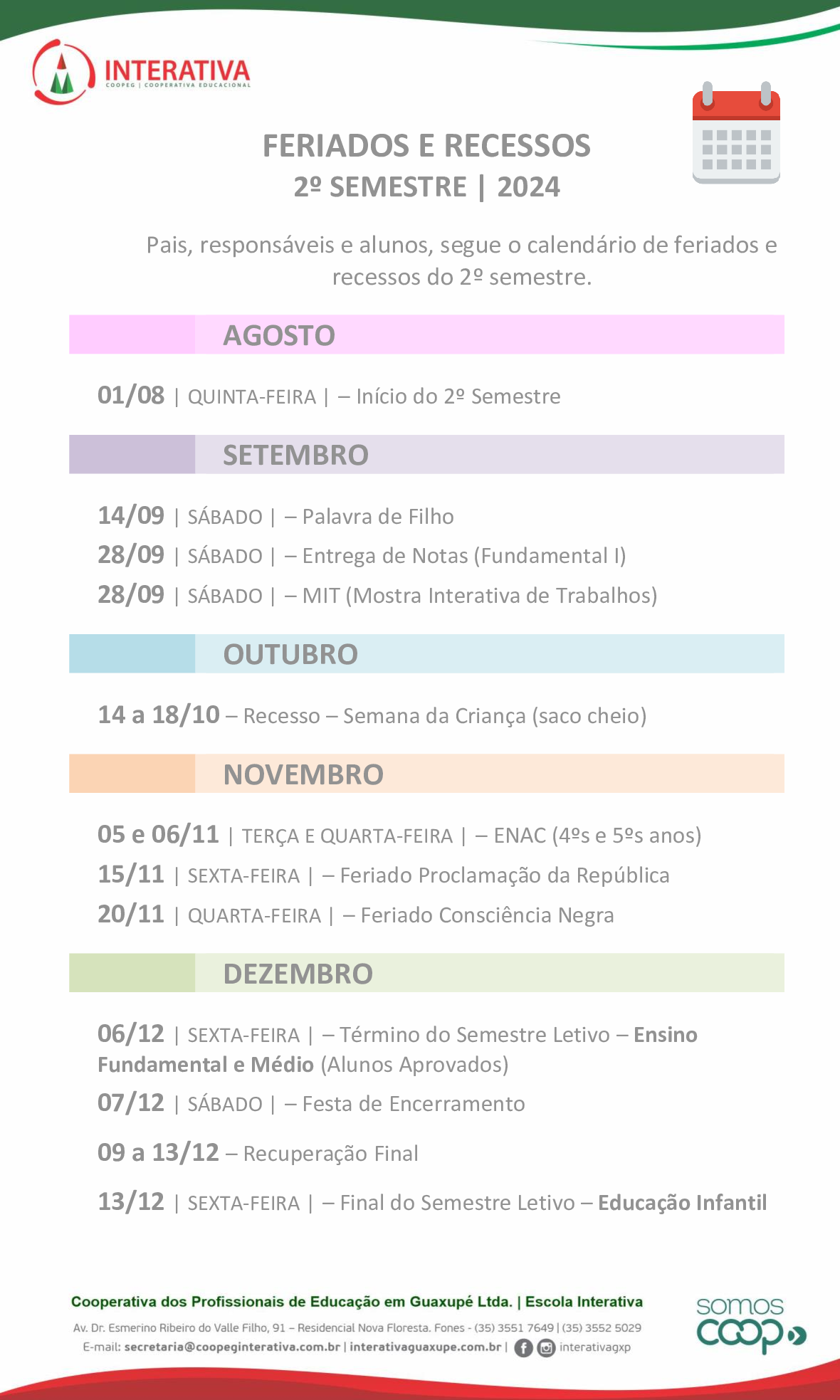 (05) Bilhete - Calendário